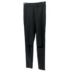 NUDE Black Faux Leather Leggings Split Knee Small